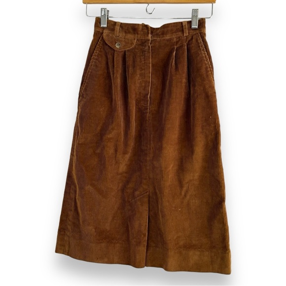 Vintage | The Villager Tan Corduroy 2 Piece Skirt Suit Blazer 1970s Union Made - Picture 2 of 12